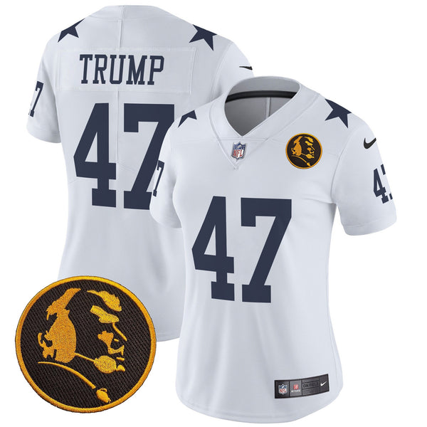Women's Cowboys Texas & John Madden Patch Vapor Limited Jersey V2 - All Stitched - White - Donald Trump — view 1