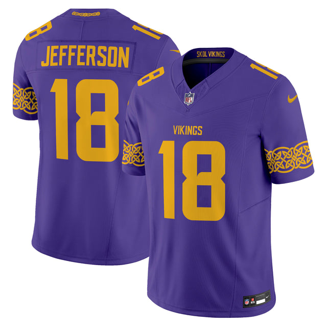 Men's Minnesota Vikings Nordic Pattern Vapor Limited Jersey - All Stitched - Purple - Justin Jefferson — view 1