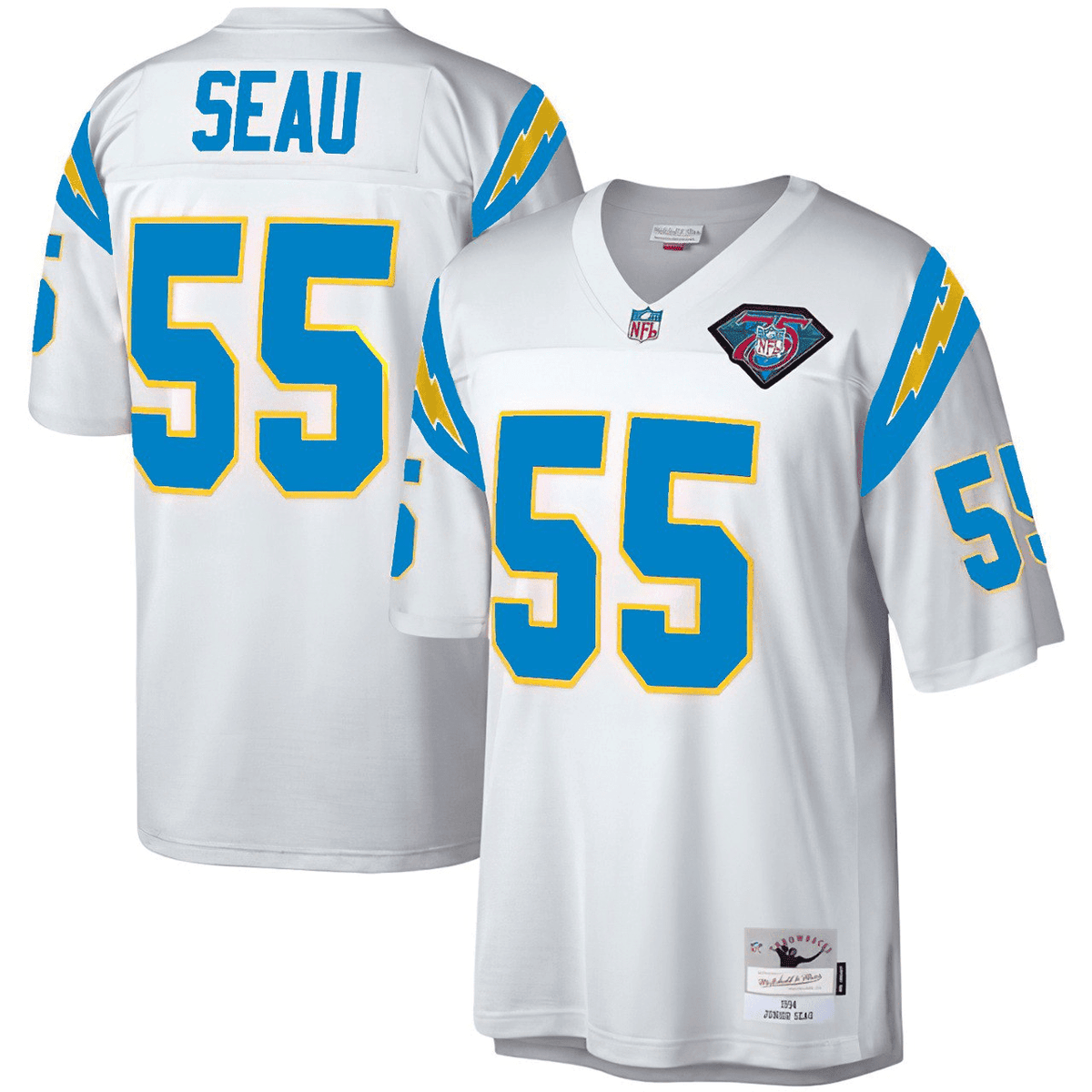 Junior Seau San Diego Chargers Jersey - All Stitched - White — view 1