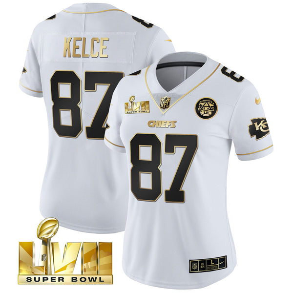 Women's Chiefs Super Bowl Vapor Gold Jersey - All Stitched - White Gold - Travis Kelce — view 1