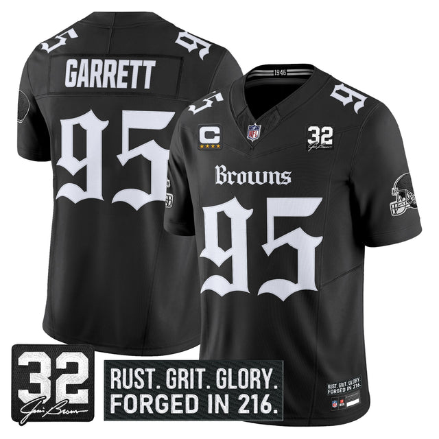 Men's Cleveland Browns 'Gothic Dawg Shadows Drop' Vapor Limited Jersey - All Stitched - Black - Myles Garrett — view 1