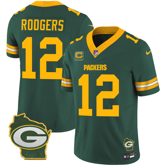 Men's Packers Home Patch Vapor Jersey V3 - All Stitched - Green - Aaron Rodgers — view 1