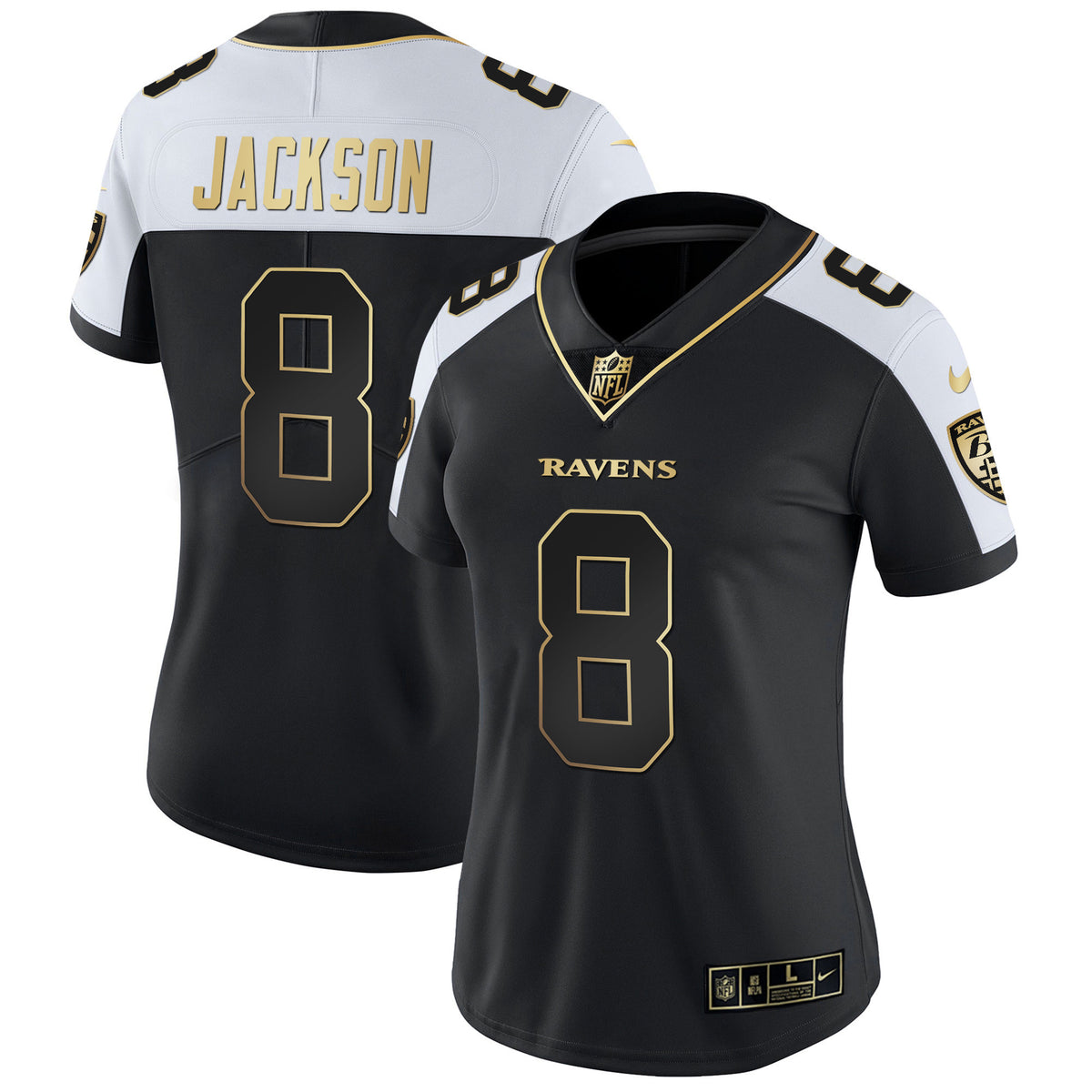 Women's Ravens Gold Vapor Jersey - All Stitched - Alternate - Lamar Jackson — view 1