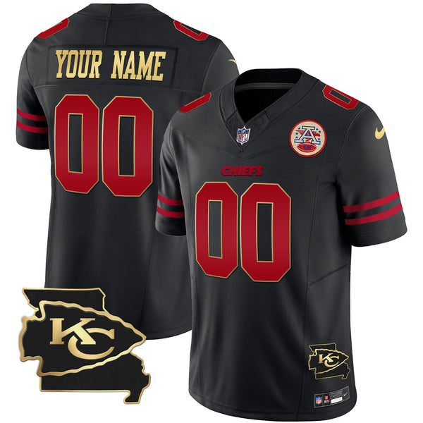 Chiefs Missouri Patch Vapor Limited Custom Jersey - All Stitched - Gold Trim — view 1