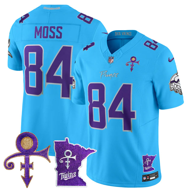 Men's Minnesota Vikings 2024 Prince Vapor Limited Jersey V2 - All Stitched - Light Blue - Randy Moss — view 1