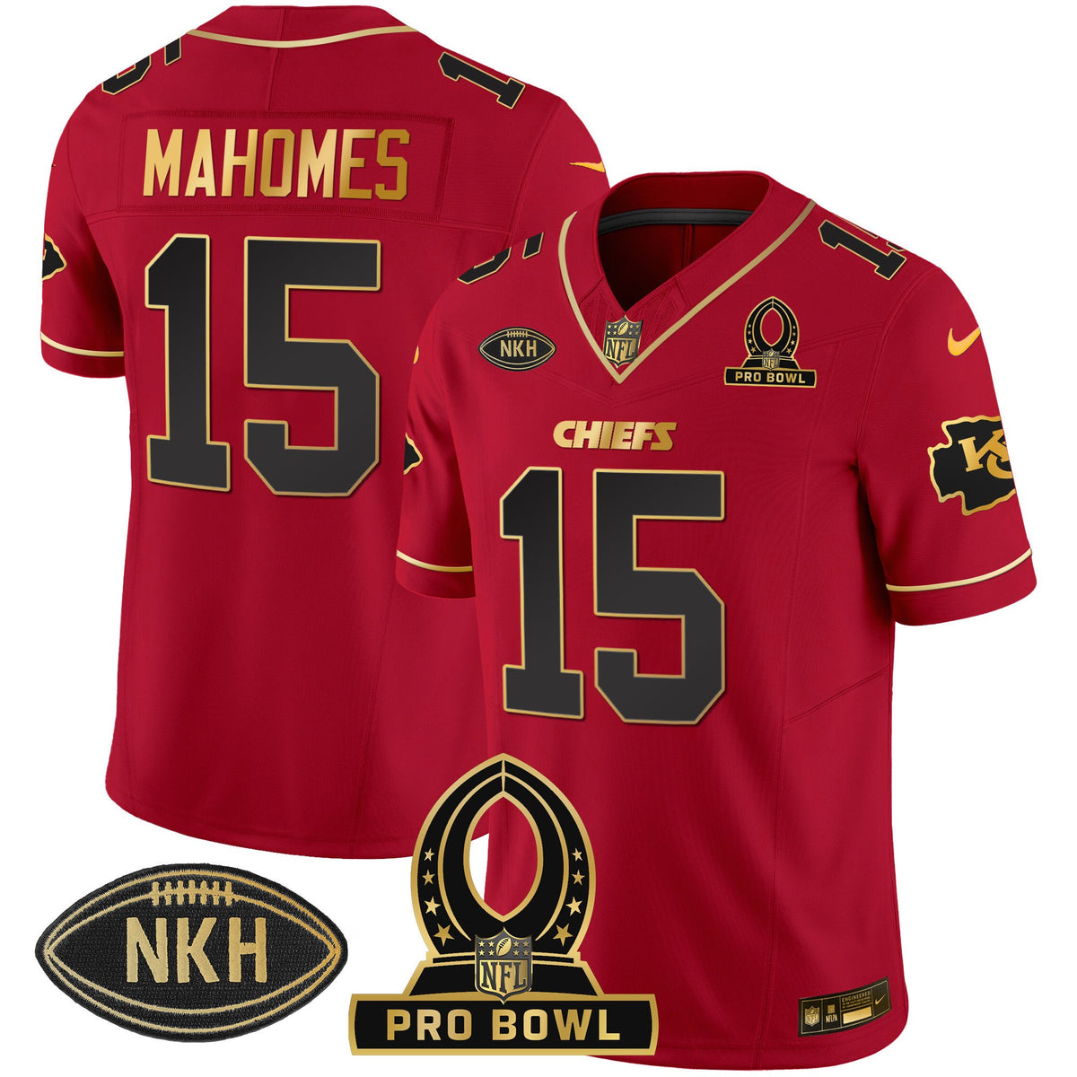 Men's Chiefs 2024 Pro Bowl Patch Vapor Jersey - All Stitched - Red Special - Patrick Mahomes — view 1
