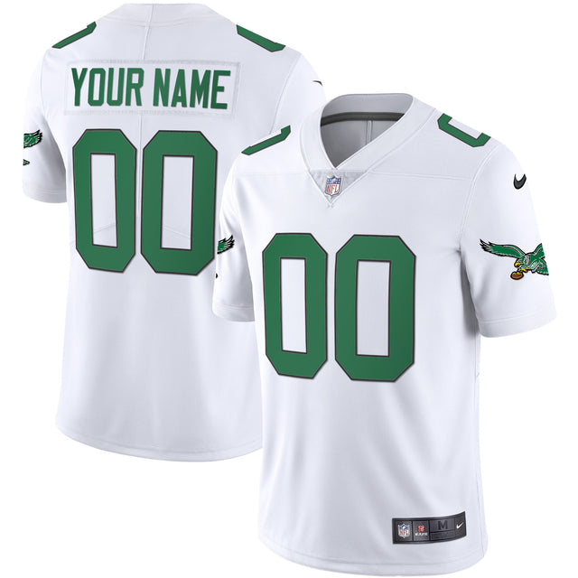 Eagles Kelly Green Vapor Throwback 90s Custom Jersey - All Stitched - White — view 1