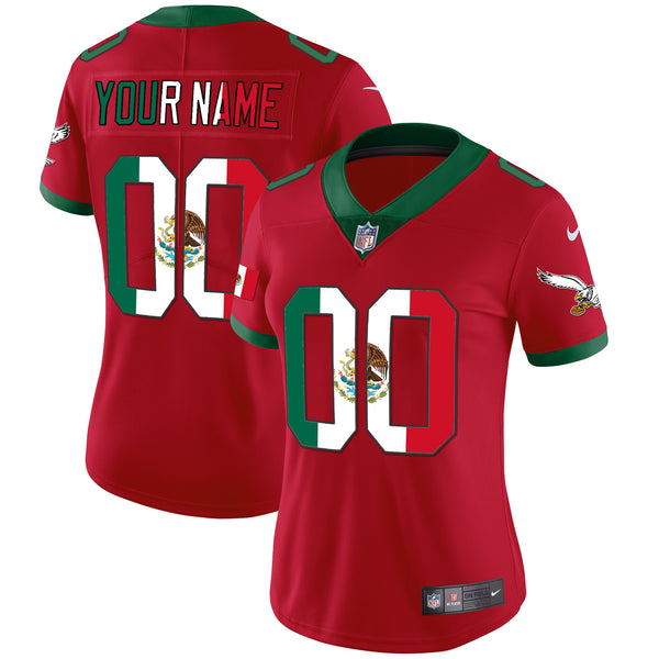 Eagles Mexico Gold & Kelly Vapor Custom Jersey - All Stitched - Red — view 1