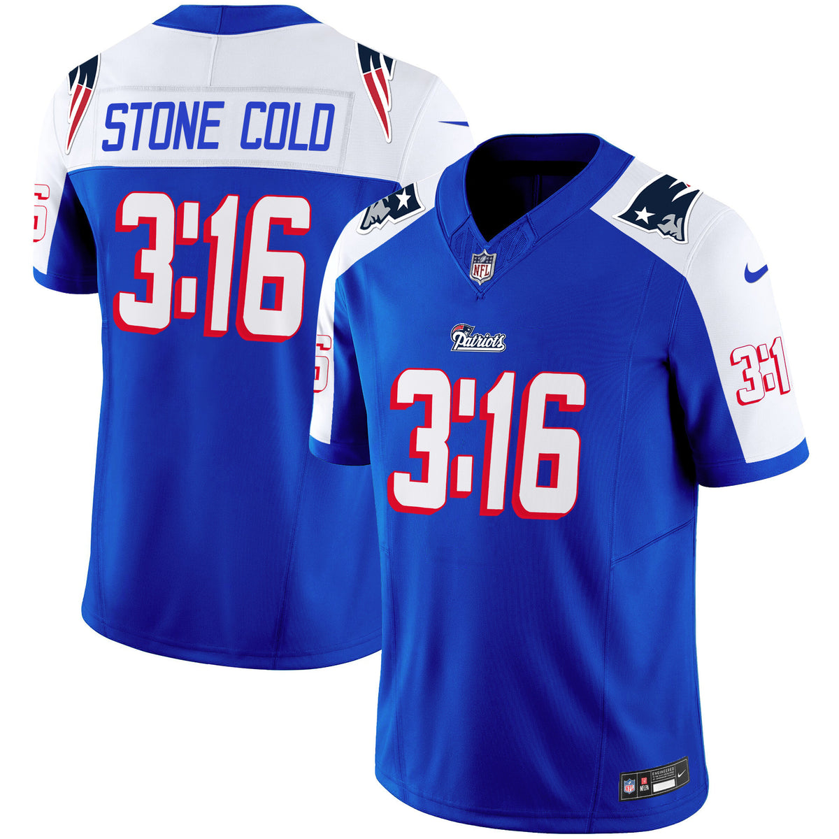 New England Patriots Stone Cold Steve Austin Jersey - All Stitched - Alternate — view 1