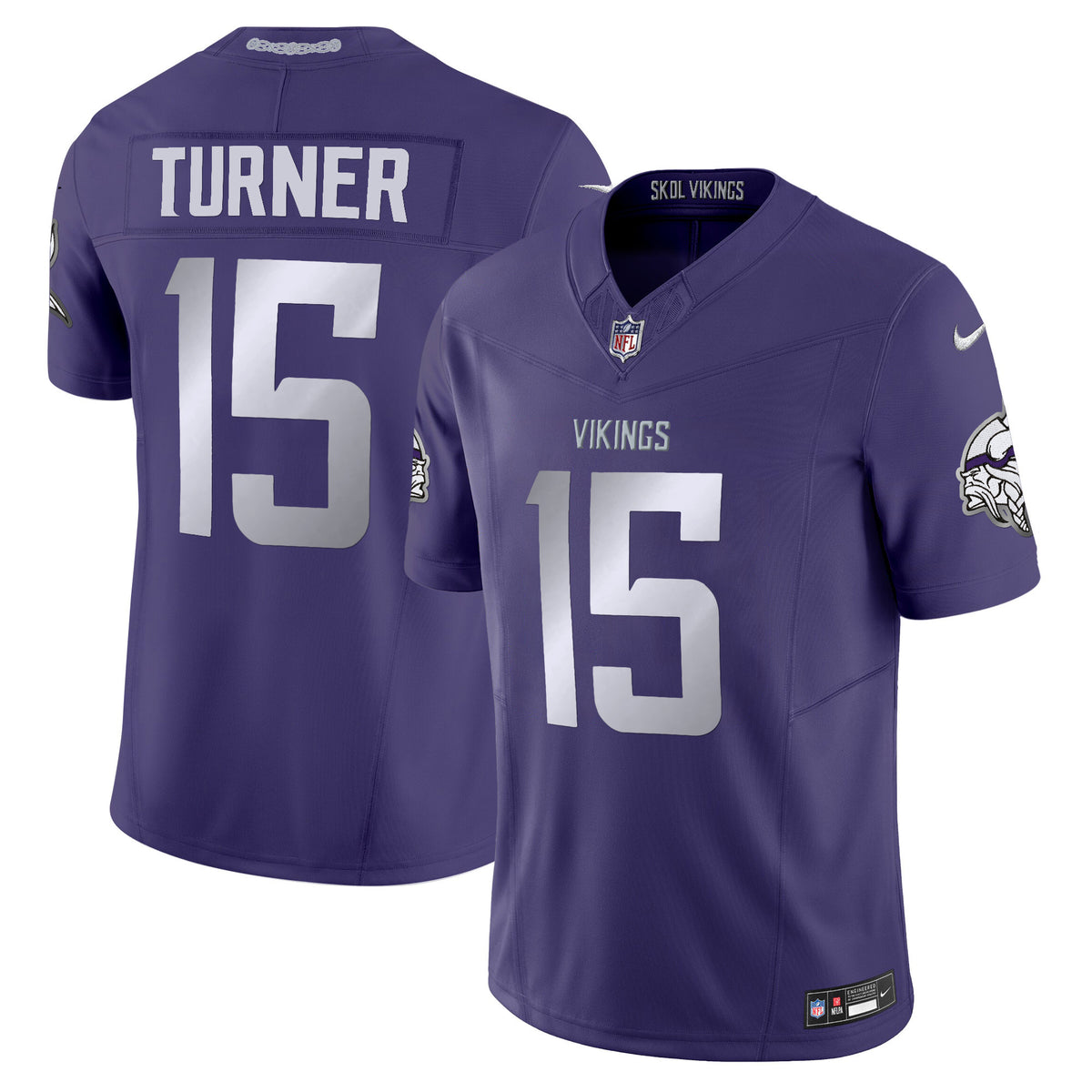 Men's 2024 Minnesota Vikings Winter Warrior Vapor Limited Jersey - All Stitched - Purple - Dallas Turner — view 1