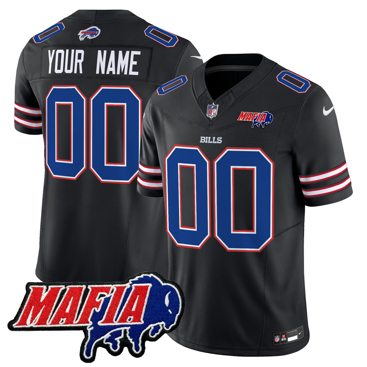 Buffalo Bills 2025 Bills Mafia Patch Vapor Limited Custom Jersey - All Stitched - Black — view 1