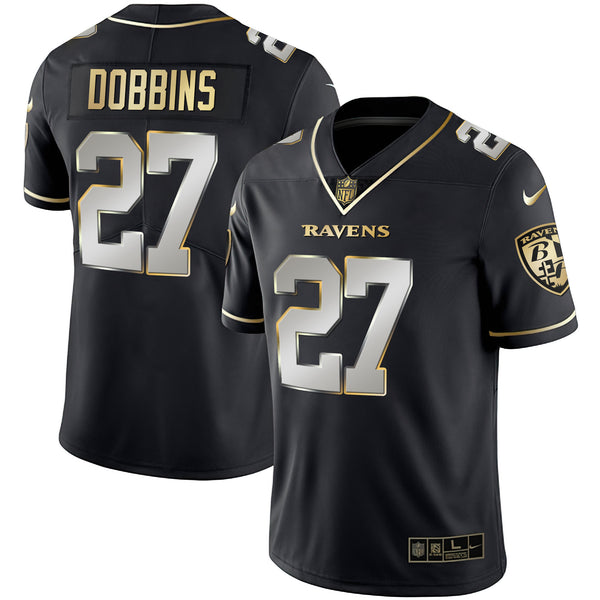Men's Ravens Gold Vapor Jersey - All Stitched - Black Limited - J.K. Dobbins — view 1