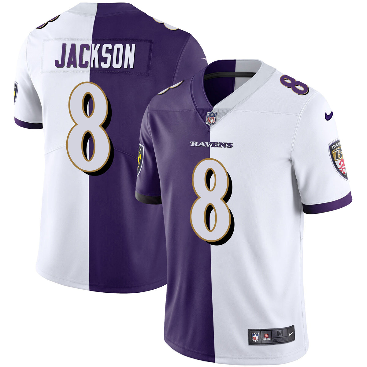 Men's Ravens Gold Vapor Jersey - All Stitched - Split - Lamar Jackson — view 1