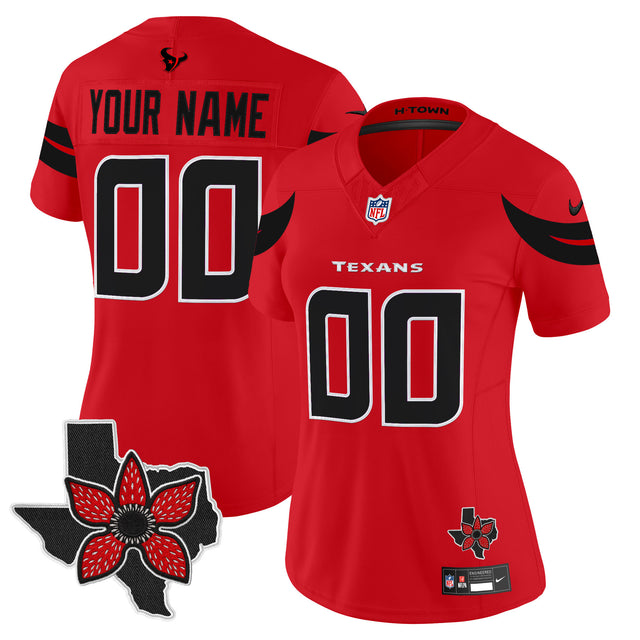 Houston Texans 'Stranger Things Edition' Vapor Limited Custom Jersey - All Stitched - Red — view 1