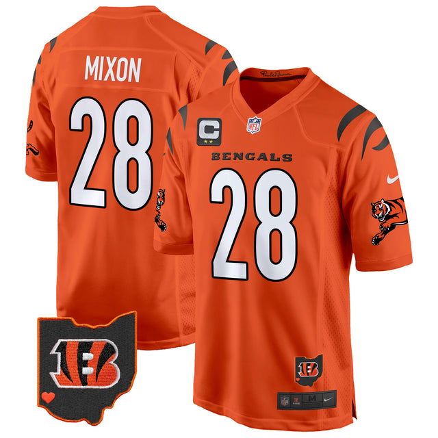 Men's Cincinnati Bengals 2024 Game Jersey - All Stitched - Orange - Joe Mixon — view 1