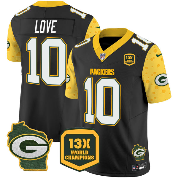 Men's Green Bay Packers 2025 Cheese Vapor Limited Jersey – All Stitched - Black - Jordan Love — view 1
