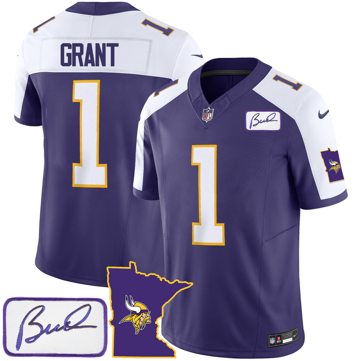 Men's Vikings Bud Grant Patch Classic Limited Jersey V2 - All Stitched - Alternate - Bud Grant — view 1