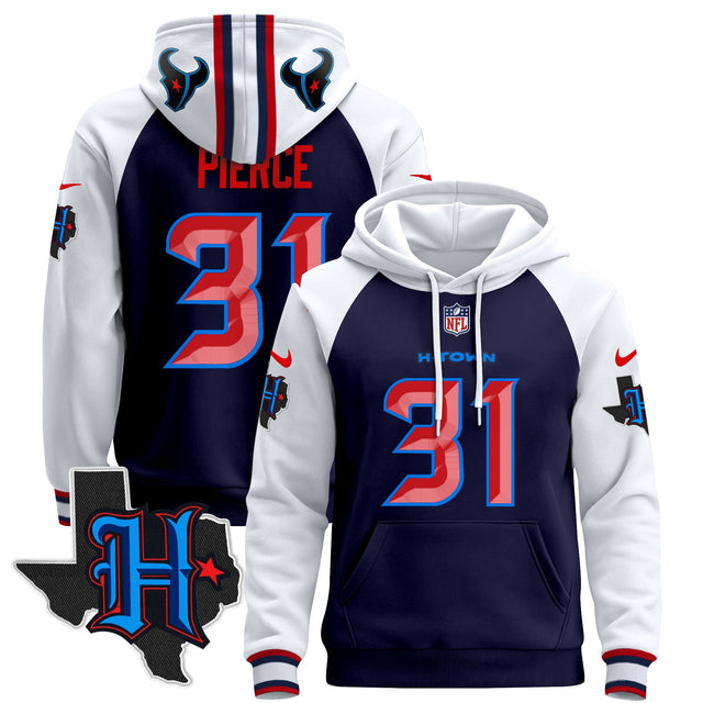 Men's Houston Texans 2024 Pullover Hoodie - All Stitched - Navy Alternate - Dameon Pierce — view 1