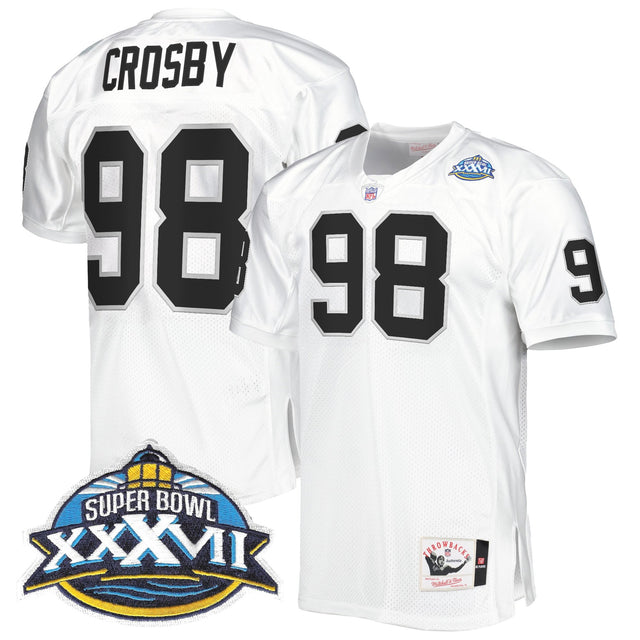 Men's Las Vegas Raiders Throwback Player Jersey - All Stitched - White - Maxx Crosby — view 1
