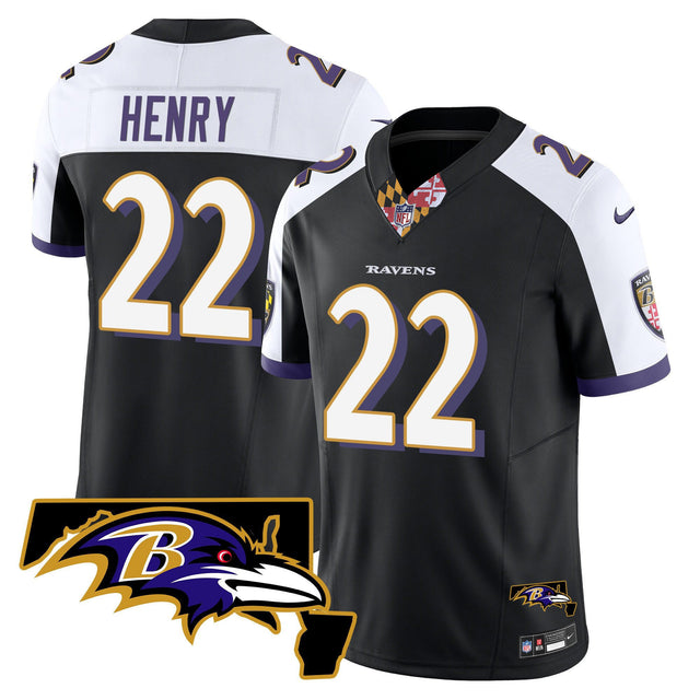Men's Ravens Maryland Patch Vapor Limited Jersey V3 - All Stitched - Black Alternate - Derrick Henry — view 1