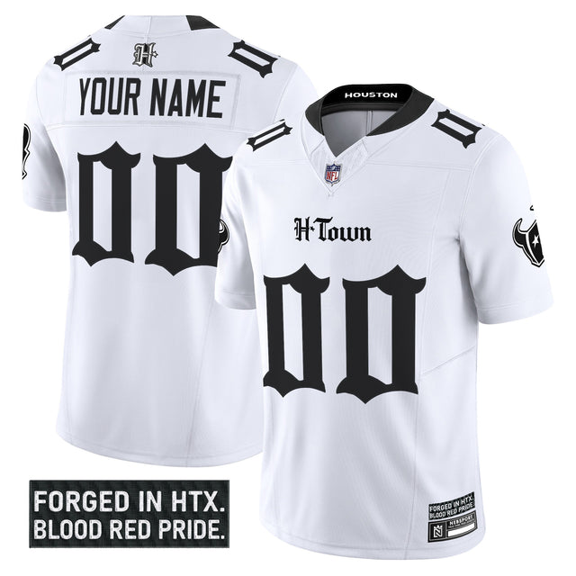 Houston Texans 'Gothic Lone Star Shadows Edition' Vapor Limited Custom Jersey - All Stitched - White — view 1