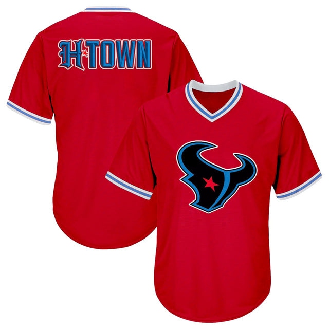 H-TOWN Pullover Houston Texans Jersey - All Stitched - Red — view 1