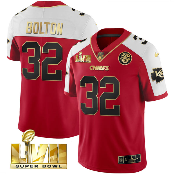 Men's Chiefs Super Bowl LVII Red Gold Vapor Jersey - All Stitched - Red Alternate - Nick Bolton — view 1