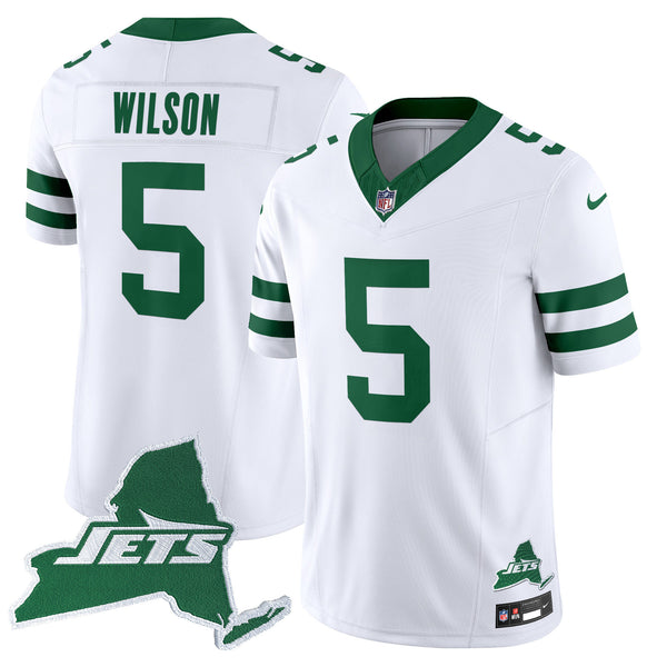 Men's New York Jets Home Patch Vapor Legacy Limited Jersey - All Stitched - White - Garrett Wilson — view 1
