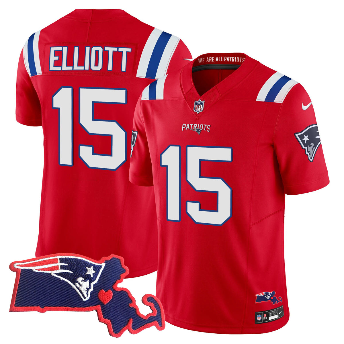 Women's Patriots Bill Belichick SB 36, 38, 39, 49, 51 Champions Vapor Jersey - All Stitched - Red - Ezekiel Elliott — view 1