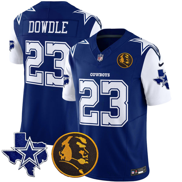 Men's Cowboys Texas & John Madden Patch Vapor Limited Jersey - All Stitched - Royal - Rico Dowdle — view 1