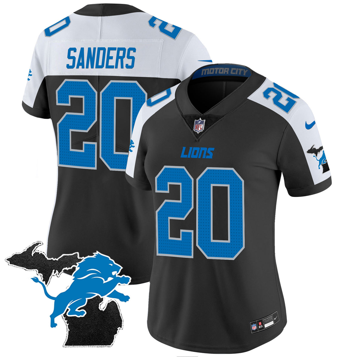 Women's Detroit Lions 2024 Michigan Patch Vapor Jersey - All Stitched - Alternate - Barry Sanders — view 1