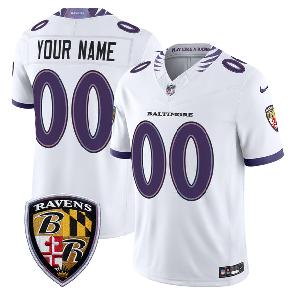Baltimore Ravens 2026 Vapor Limited Custom Jersey - All Stitched - White — view 1