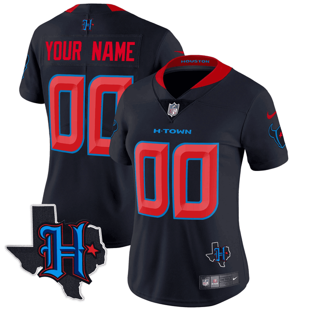 Houston Texans 2024 Texas Patch Vapor Limited Custom Jersey V2 - All Stitched - Navy Limited — view 1