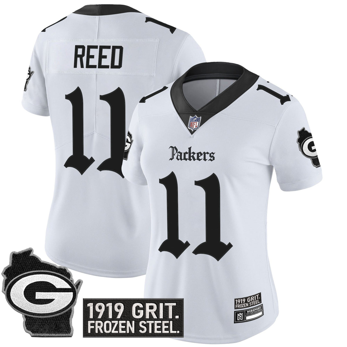 Women's Green Bay Packers 'Gothic Frozen Tundra Edition' Vapor Limited Jersey - All Stitched - White - Jayden Reed — view 1