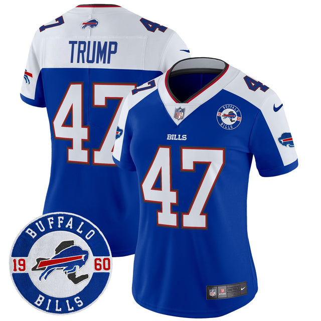 Women's Buffalo Bills 2024 Vapor Limited Jersey - Est. 1960 Patch - All Stitched - Royal Alternate - Donald Trump — view 1