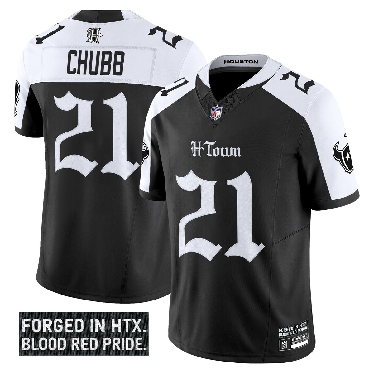 Men's Houston Texans 'Gothic Lone Star Shadows Edition' Vapor Limited Jersey - All Stitched - Alternate - Nick Chubb — view 1