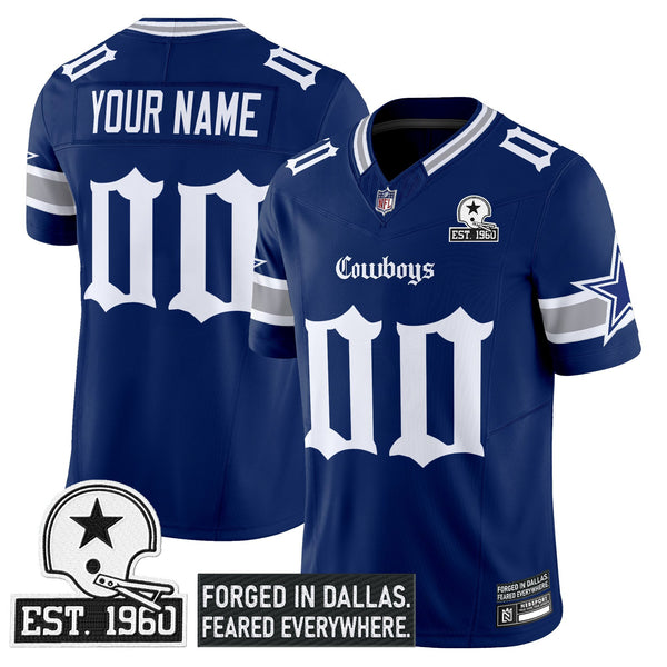 Dallas Cowboys 'Gothic Lone Star Edition' Vapor Limited Custom Jersey - All Stitched - Royal — view 1