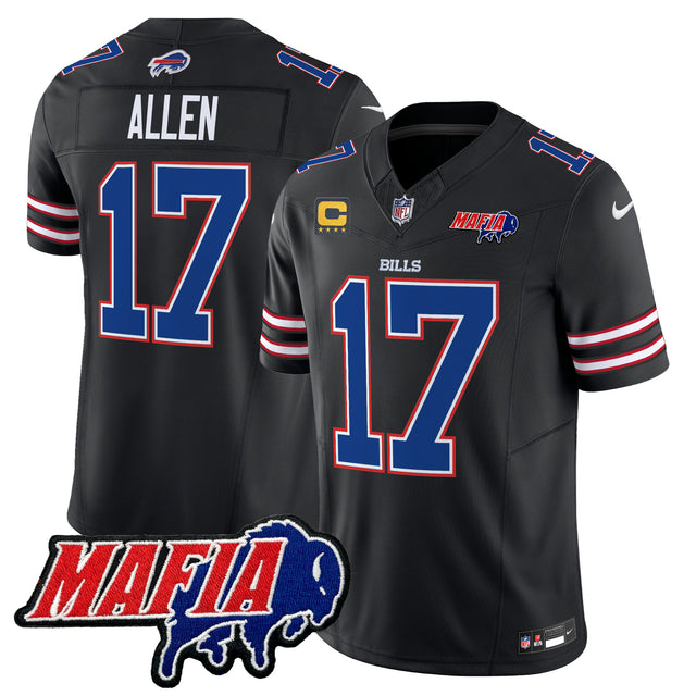 Men's Buffalo Bills 2025 Bills Mafia Patch Vapor Limited Jersey - All Stitched - Black - Josh Allen — view 1