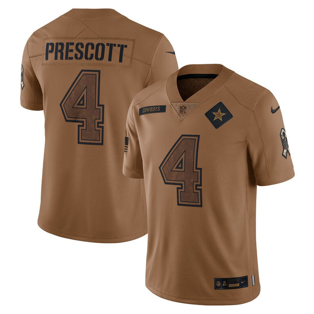 Dallas Cowboys 2023 Salute To Service Limited Jersey - Brown - Dak Prescott — view 1