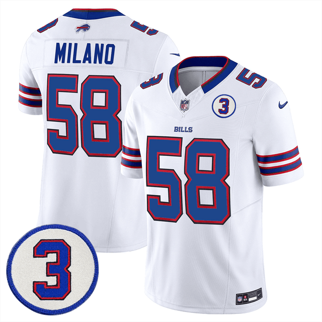 Men's Buffalo Bills Damar Honoring Patch Vapor Limited Jersey - All Stitched - White - Matt Milano — view 1