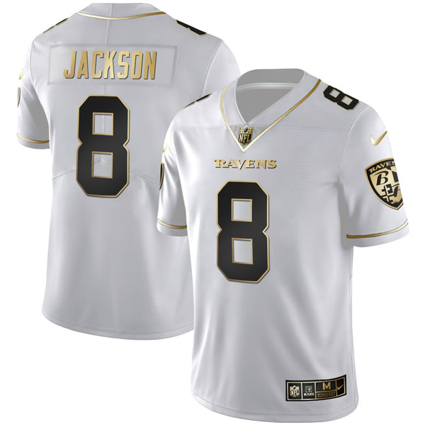 Men's Lamar Jackson Baltimore Ravens Jersey - All Stitched - White Gold - Lamar Jackson — view 1