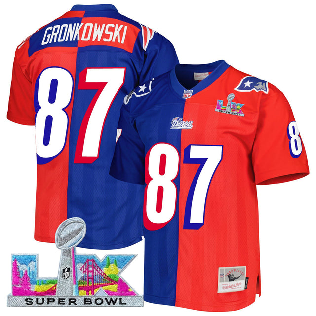 Men's New England Patriots Super Bowl LX Throwback Jersey - All Stitched - Split - Rob Gronkowski — view 1