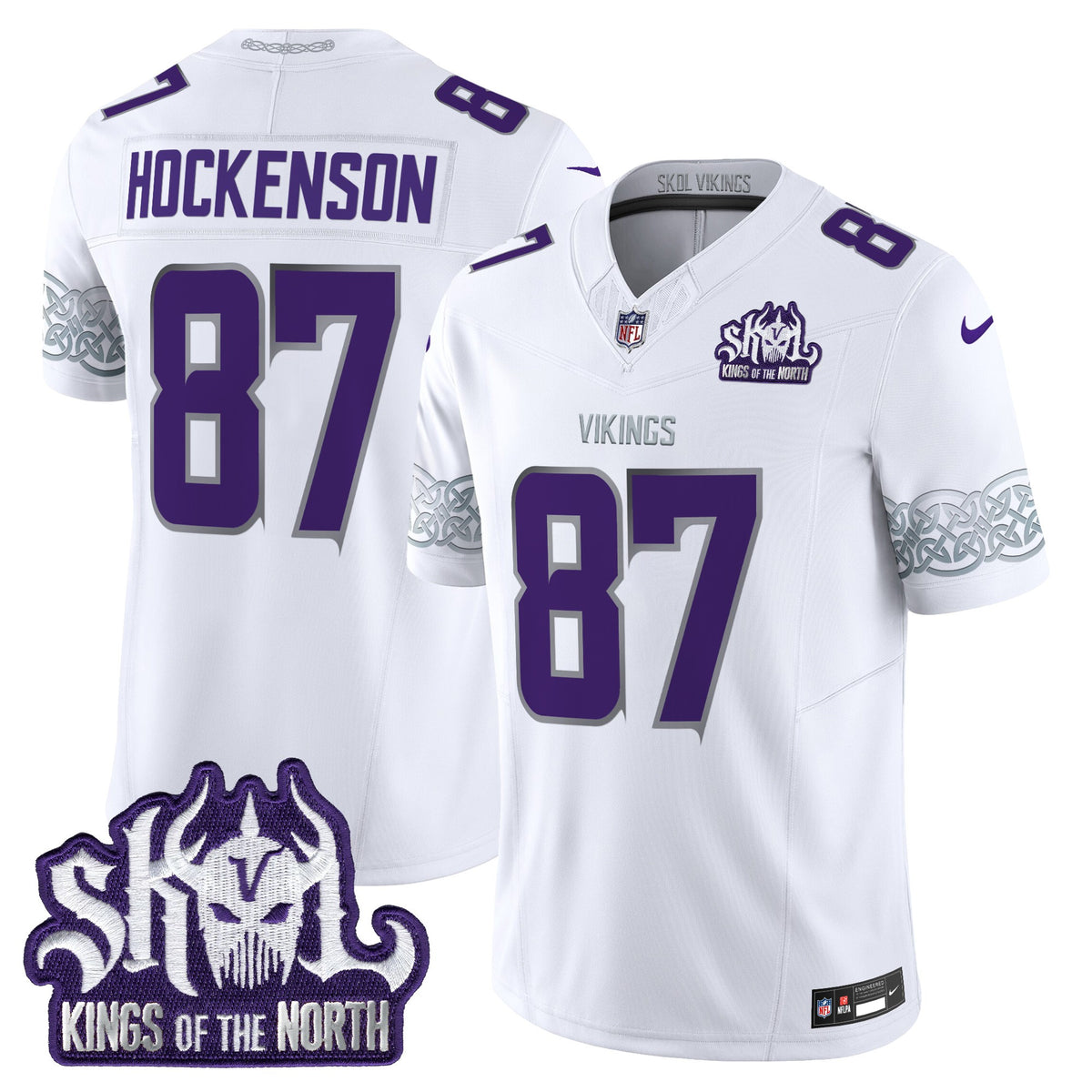 Men's Minnesota Vikings Kings Of The North Patch Vapor Limited Jersey V2 - All Stitched - Winter Warrior - T.J. Hockenson — view 1