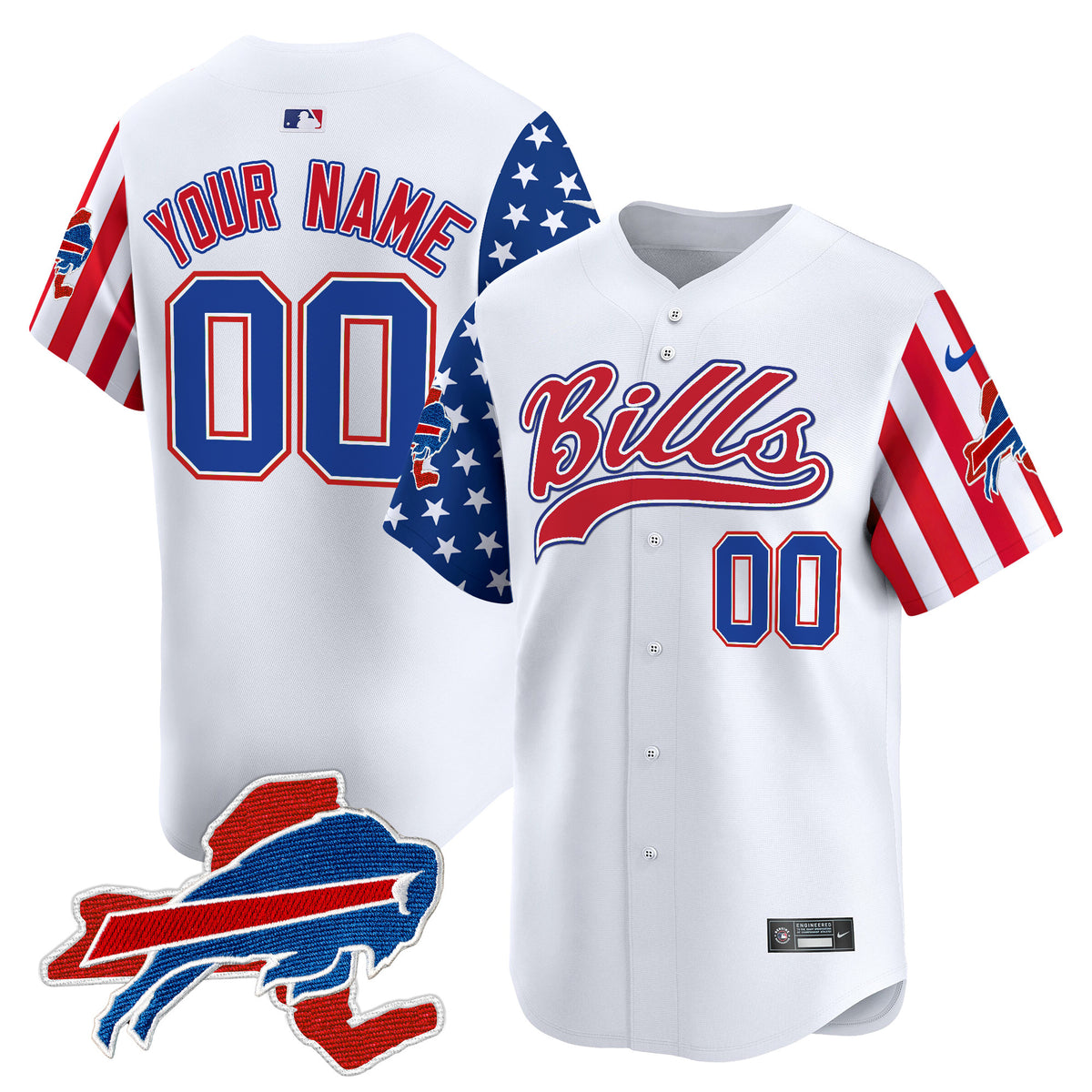 Buffalo Bills 2024 American Style Vapor Baseball Custom Jersey - All Stitched - White — view 1