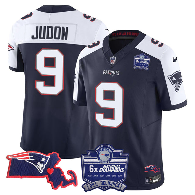 Women's Patriots Bill Belichick 6x Champions Patch Vapor Jersey - All Stitched - Alternate - Matthew Judon — view 1