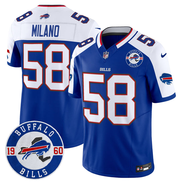 Men's Buffalo Bills 2024 Vapor Limited Jersey - Est. 1960 Patch - All Stitched - Royal Alternate - Matt Milano — view 1
