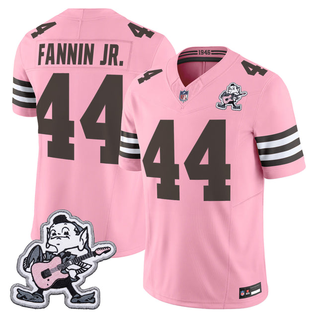 Men's Cleveland Browns MGK Patch Vapor Limited Jersey - All Stitched - Pink - Harold Fannin Jr — view 1