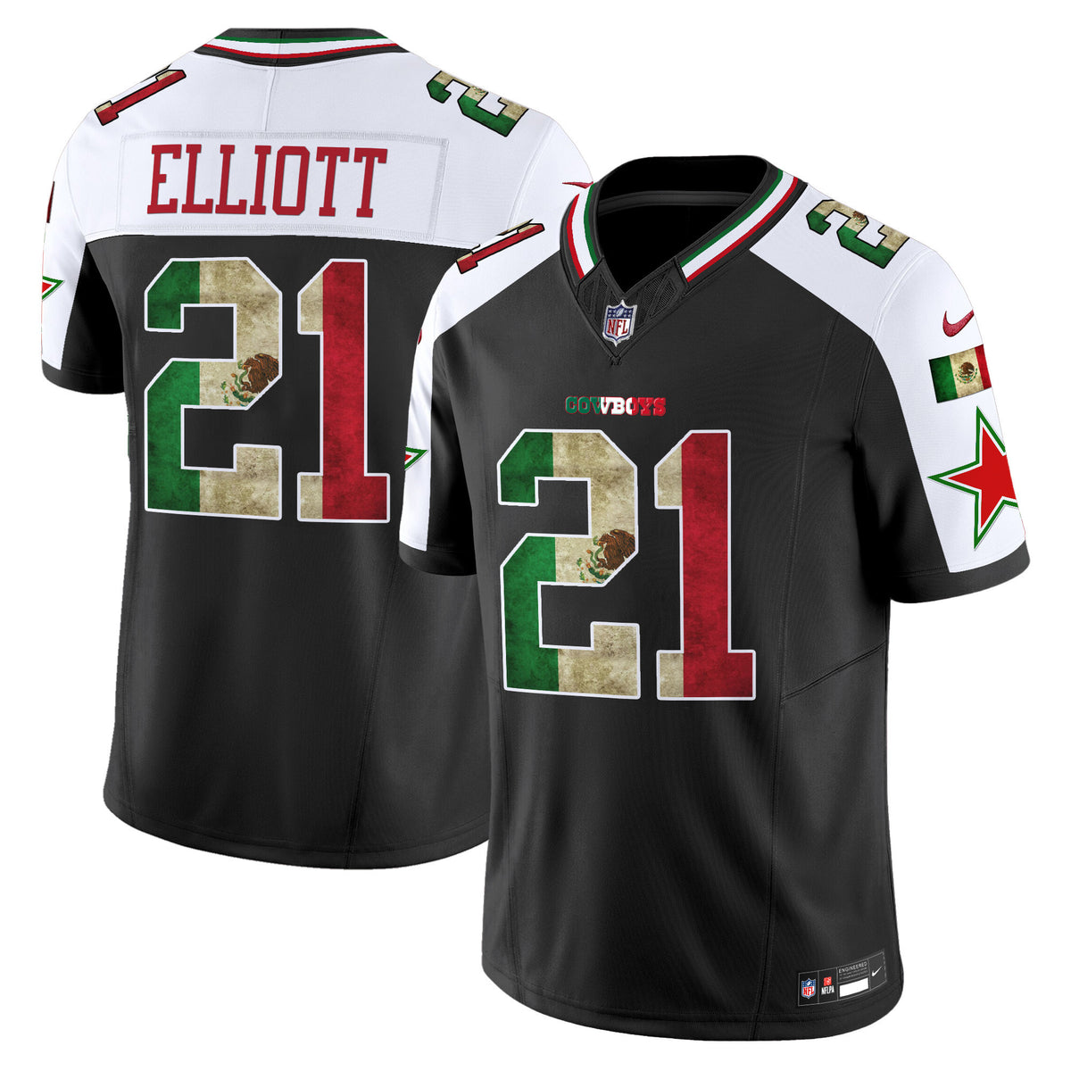 Men's Dallas Cowboys Mexico Vapor Limited Jersey V3 - All Stitched - Alternate - Ezekiel Elliott — view 1