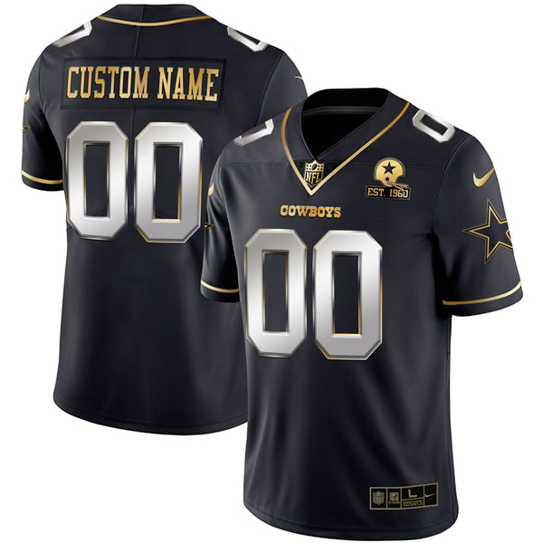 Cowboys Black Limited Custom Name and Number Jersey - All Stitched - Black Limited — view 1