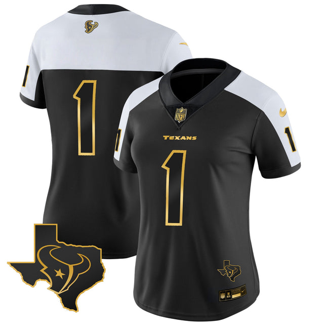 Women's Houston Texans Gold Vapor Limited Jersey - All Stitched - Alternate Gold - #1 Team — view 1